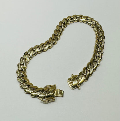 10K GOLD SEMI SOLID MIAMI CUBAN LINK CHAIN BRACELET- 15.8gm    8.5"     7.98mm