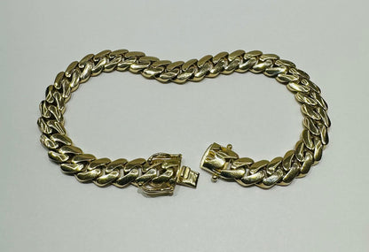 10K GOLD SEMI SOLID MIAMI CUBAN LINK CHAIN BRACELET- 15.8gm    8.5"     7.98mm