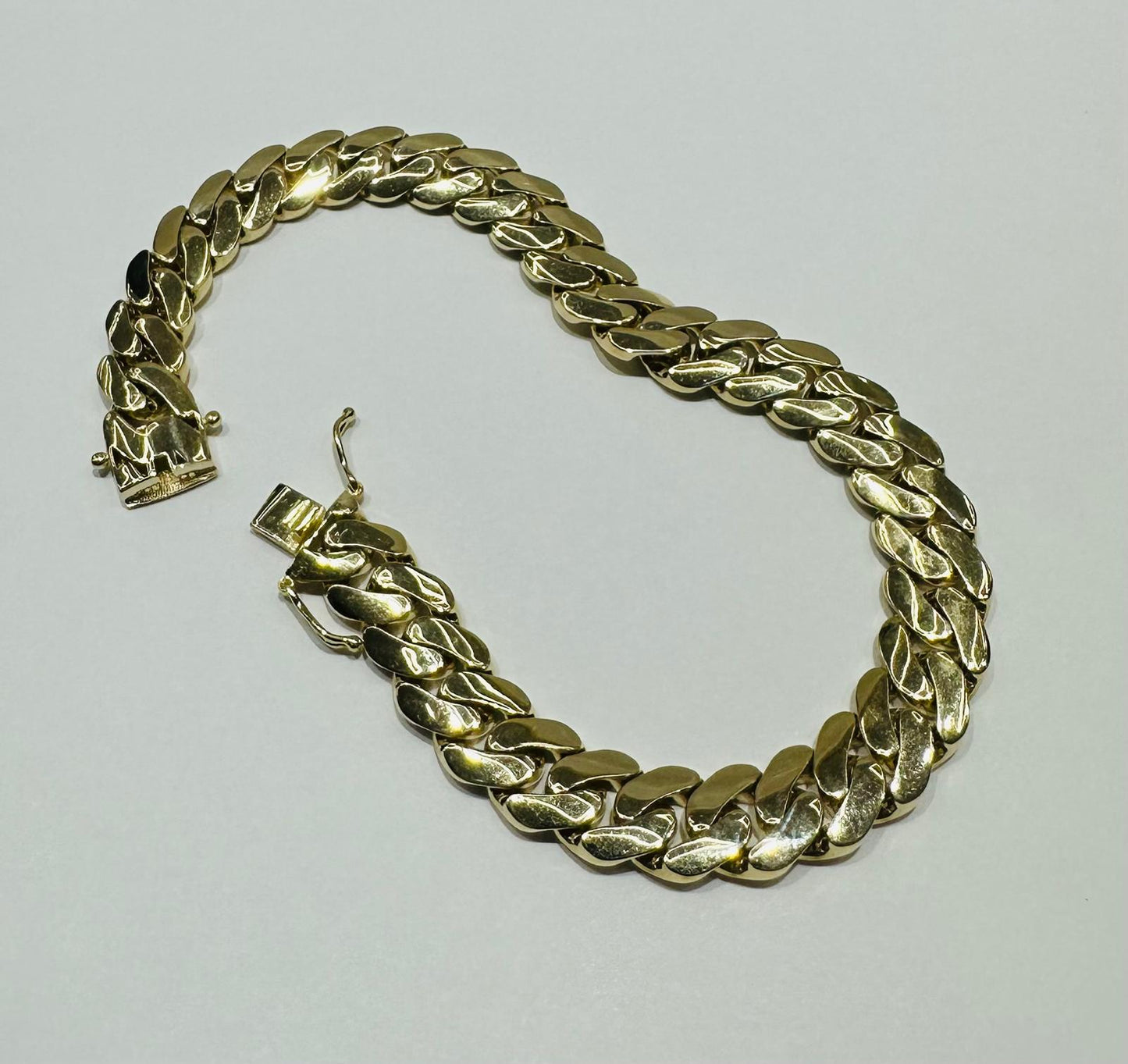 10K GOLD SEMI SOLID MIAMI CUBAN LINK CHAIN BRACELET- 21.2gm    9"     9.58mm
