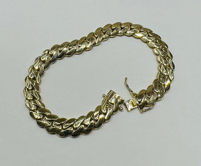 10K GOLD SEMI SOLID MIAMI CUBAN LINK CHAIN BRACELET- 21.2gm    9"     9.58mm