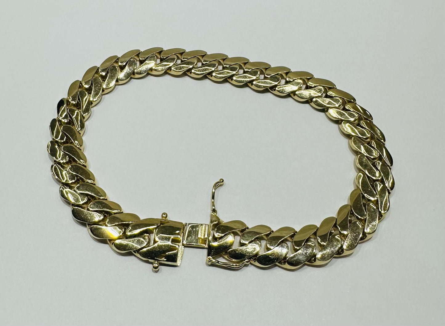 10K GOLD SEMI SOLID MIAMI CUBAN LINK CHAIN BRACELET- 21.2gm    9"     9.58mm