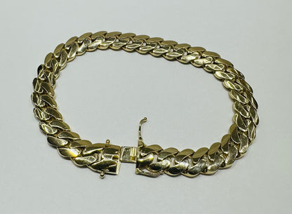 10K GOLD SEMI SOLID MIAMI CUBAN LINK CHAIN BRACELET- 21.2gm    9"     9.58mm