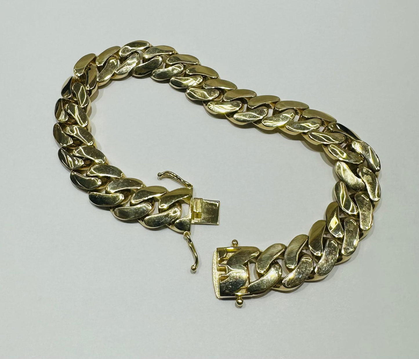 10K GOLD SEMI SOLID MIAMI CUBAN LINK CHAIN BRACELET- 22.6gm    8.5"     11.45mm