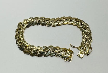 10K GOLD SEMI SOLID MIAMI CUBAN LINK CHAIN BRACELET- 22.6gm    8.5"     11.45mm