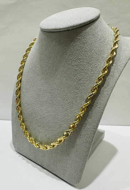 10K GOLD SOLID ROPE CHAIN NECKLACE- 37.8gm    24"    4.80mm
