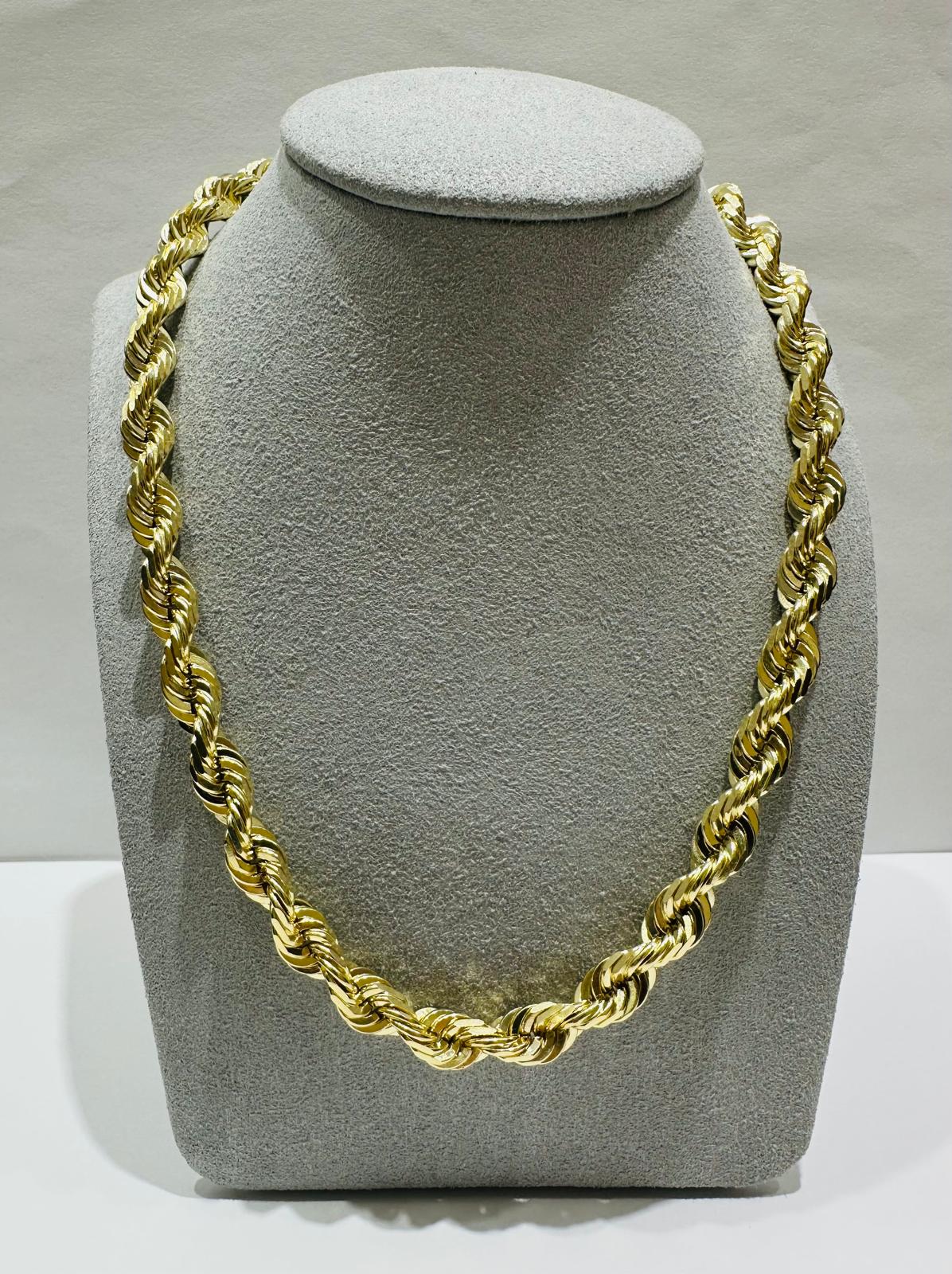 10K GOLD SOLID ROPE CHAIN NECKLACE- 87.5gm    22"    6.32mm