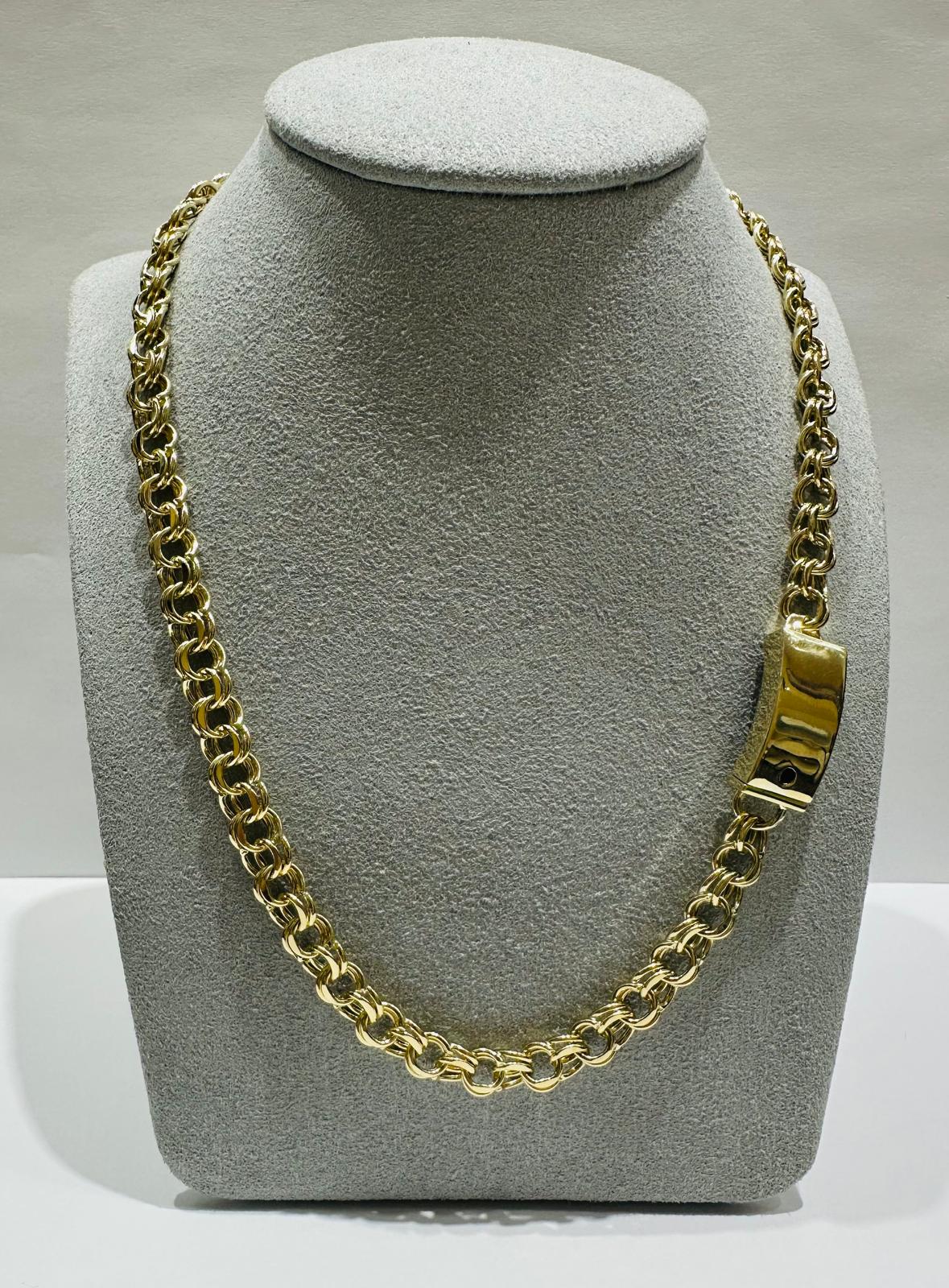 10K GOLD SEMI SOLID CHINO LINK CHAIN NECKLACE- 16.7gm    16"    6.55mm