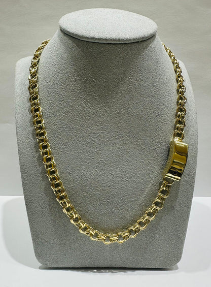10K GOLD SEMI SOLID CHINO LINK CHAIN NECKLACE- 16.7gm    16"    6.55mm