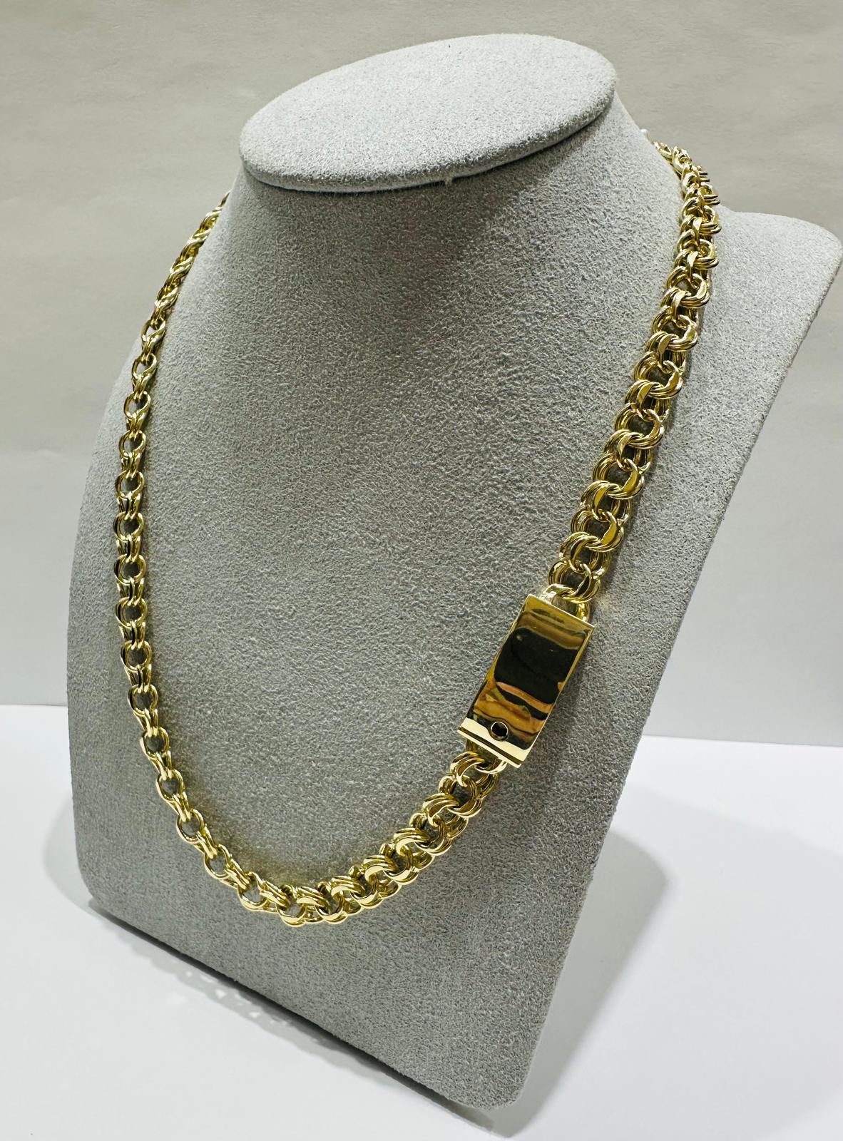 10K GOLD SEMI SOLID CHINO LINK CHAIN NECKLACE- 16.7gm    16"    6.55mm