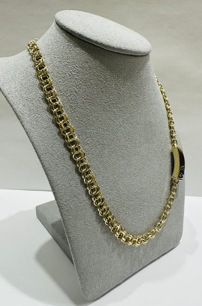 10K GOLD SEMI SOLID CHINO LINK CHAIN NECKLACE- 14.9gm    22"    5.99mm