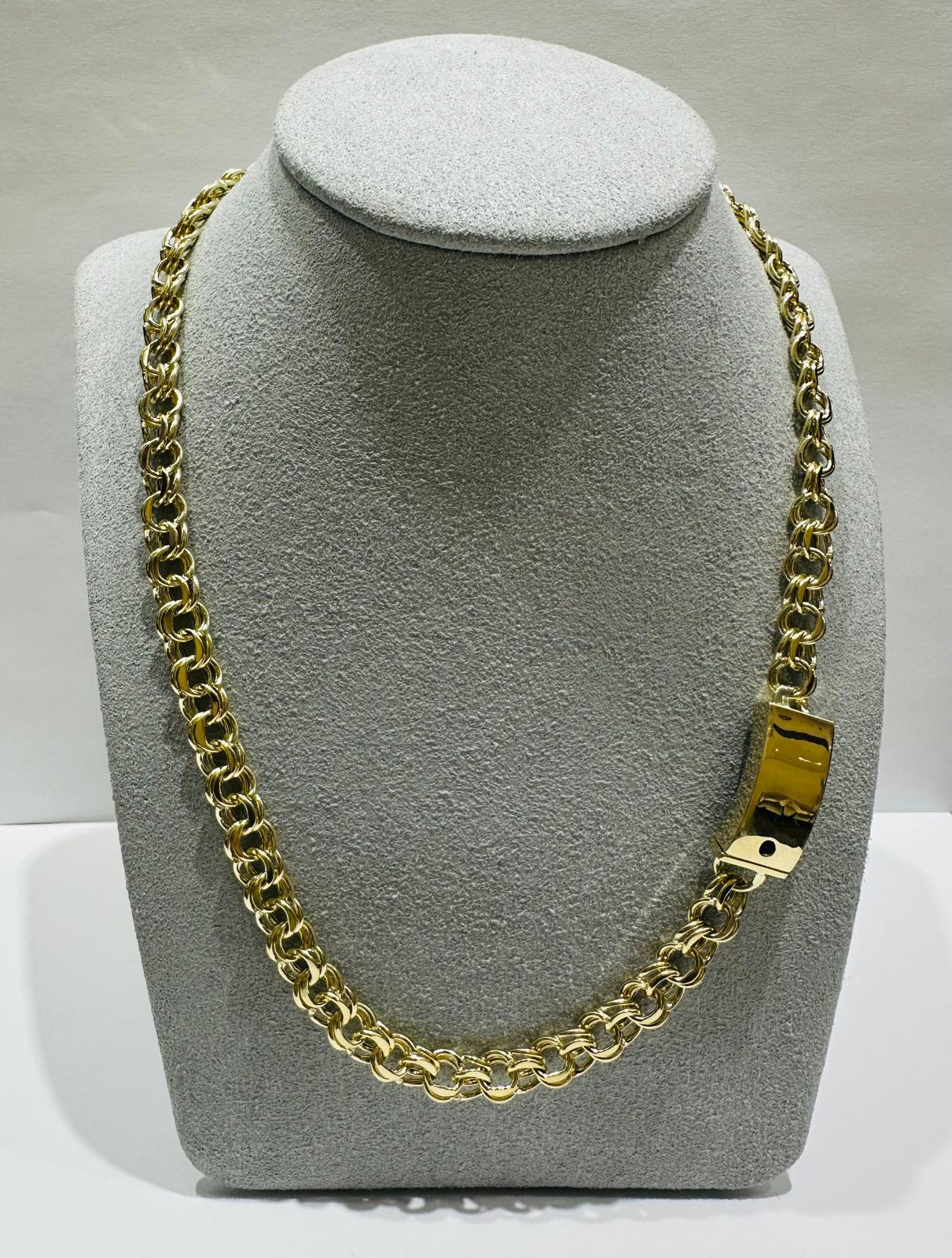 10K GOLD SEMI SOLID CHINO LINK CHAIN NECKLACE- 21.8gm    24"    6.72mm