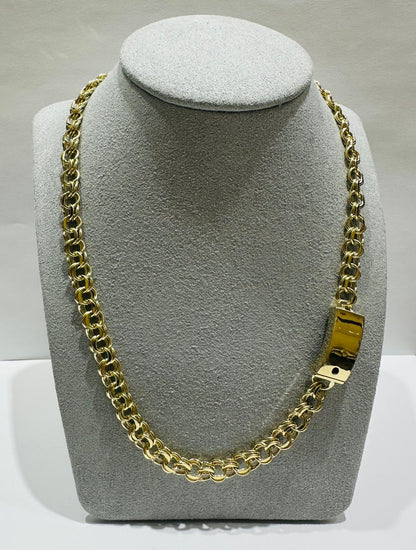 10K GOLD SEMI SOLID CHINO LINK CHAIN NECKLACE- 21.8gm    24"    6.72mm