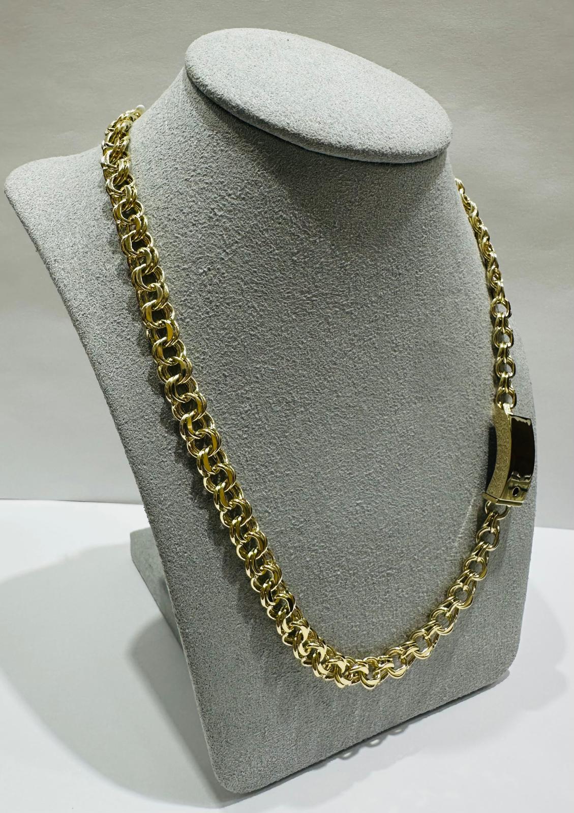 10K GOLD SEMI SOLID CHINO LINK CHAIN NECKLACE- 21.8gm    24"    6.72mm