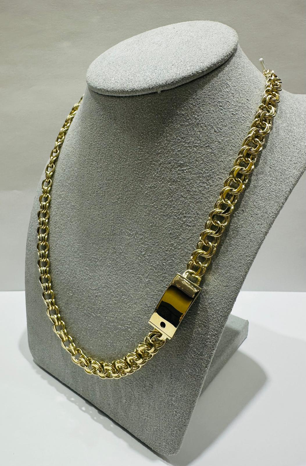 10K GOLD SEMI SOLID CHINO LINK CHAIN NECKLACE- 21.8gm    24"    6.72mm