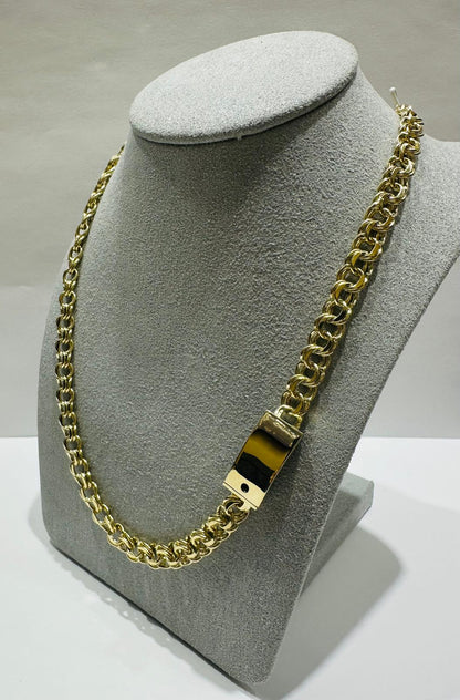 10K GOLD SEMI SOLID CHINO LINK CHAIN NECKLACE- 21.8gm    24"    6.72mm
