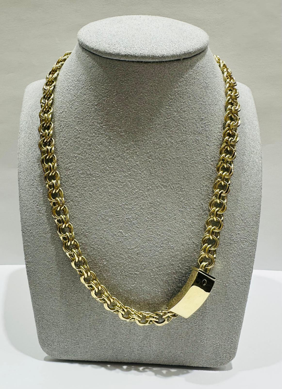 10K GOLD SEMI SOLID CHINO LINK CHAIN NECKLACE- 30gm    24"    8.05mm