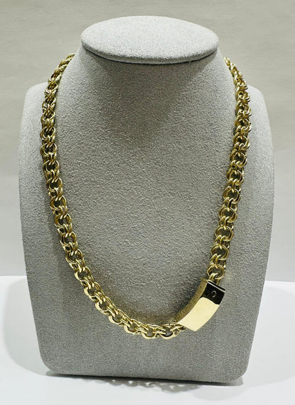 10K GOLD SEMI SOLID CHINO LINK CHAIN NECKLACE- 30gm    24"    8.05mm