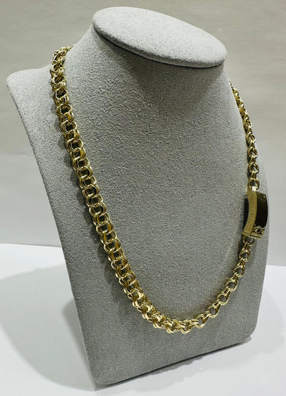 10K GOLD SEMI SOLID CHINO LINK CHAIN NECKLACE- 16.7gm    16"    6.55mm