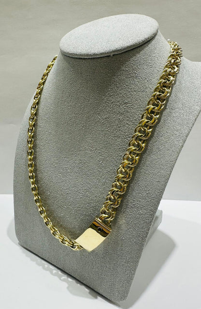 10K GOLD SEMI SOLID CHINO LINK CHAIN NECKLACE- 30gm    24"    8.05mm