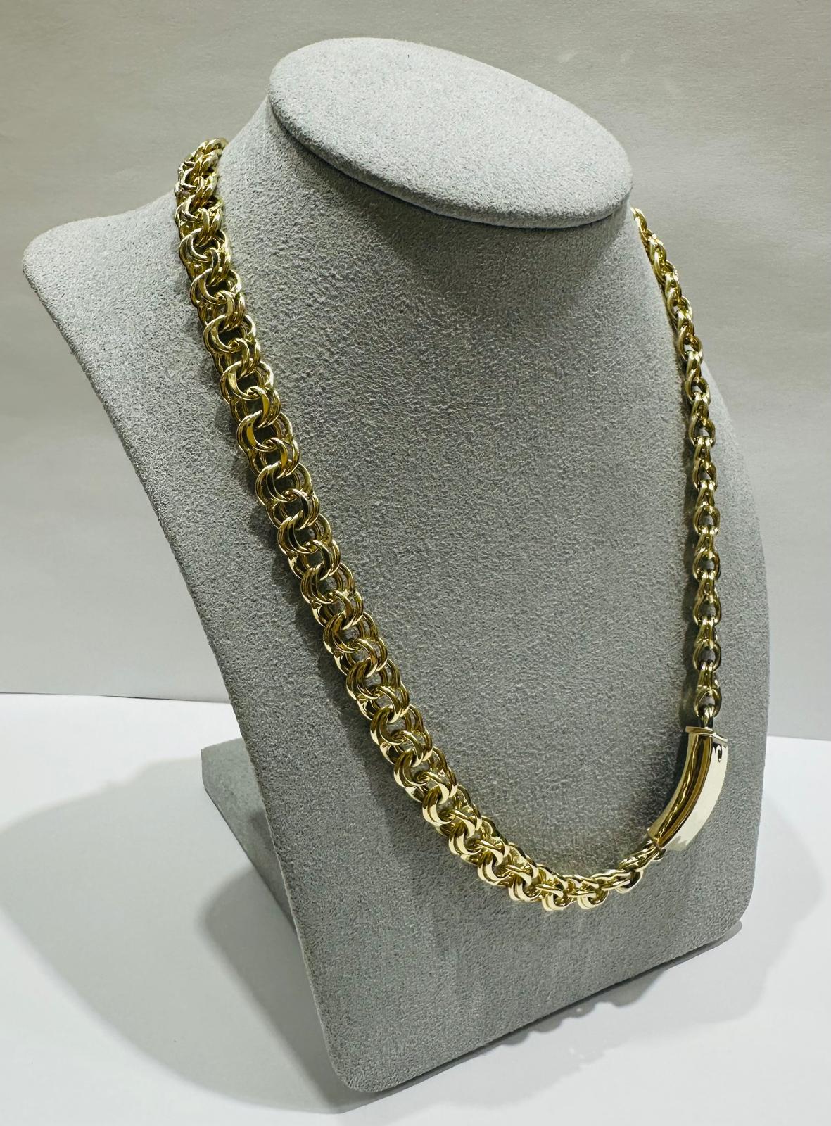 10K GOLD SEMI SOLID CHINO LINK CHAIN NECKLACE- 30gm    24"    8.05mm