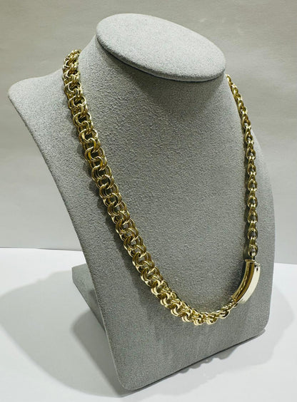 10K GOLD SEMI SOLID CHINO LINK CHAIN NECKLACE- 30gm    24"    8.05mm