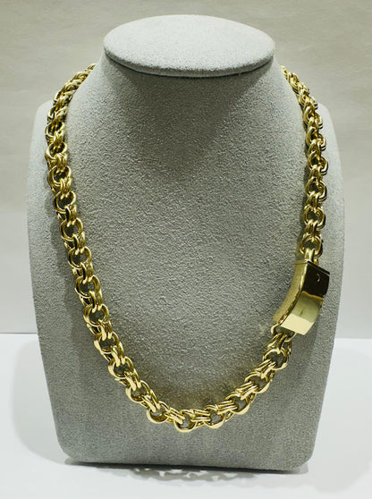 10K GOLD SEMI SOLID CHINO LINK CHAIN NECKLACE- 43.9gm    20"    9.80mm