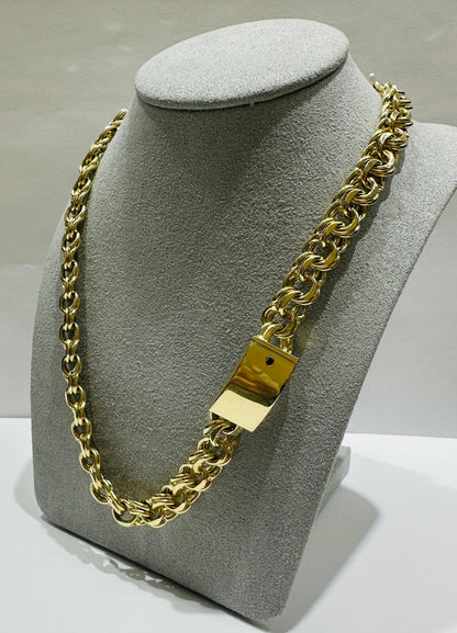 10K GOLD SEMI SOLID CHINO LINK CHAIN NECKLACE- 43.9gm    20"    9.80mm
