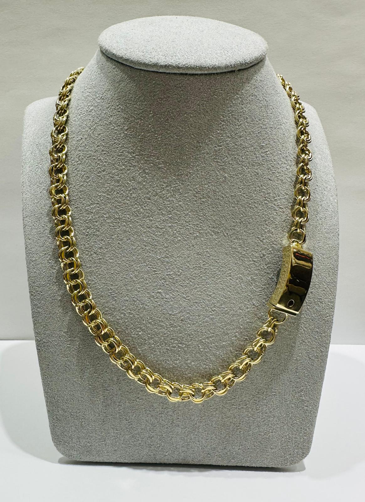 10K GOLD SEMI SOLID CHINO LINK CHAIN NECKLACE- 19.6gm    20"    6.99mm