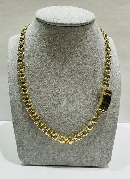 10K GOLD SEMI SOLID CHINO LINK CHAIN NECKLACE- 19.6gm    20"    6.99mm