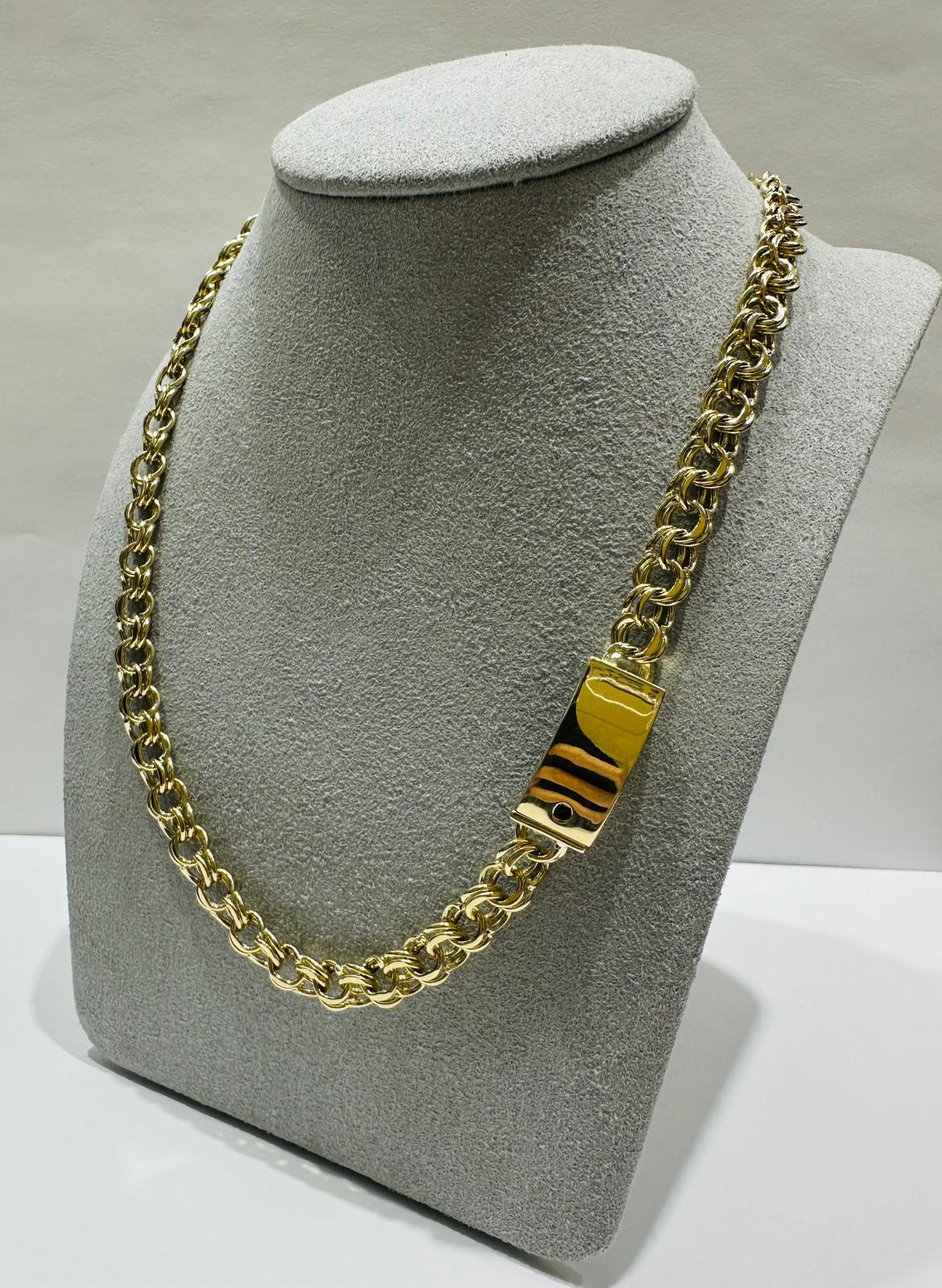 10K GOLD SEMI SOLID CHINO LINK CHAIN NECKLACE- 19.6gm    20"    6.99mm