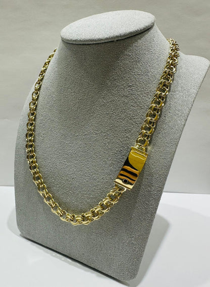 10K GOLD SEMI SOLID CHINO LINK CHAIN NECKLACE- 19.6gm    20"    6.99mm