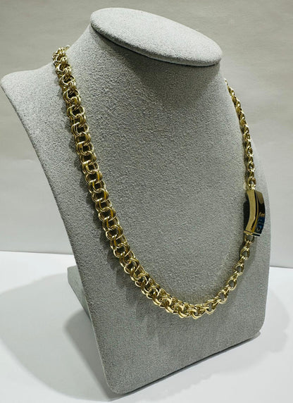 10K GOLD SEMI SOLID CHINO LINK CHAIN NECKLACE- 19.6gm    20"    6.99mm