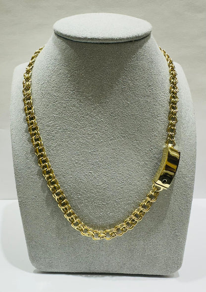 10K GOLD SEMI SOLID CHINO LINK CHAIN NECKLACE- 12.1gm    18"    5.86mm