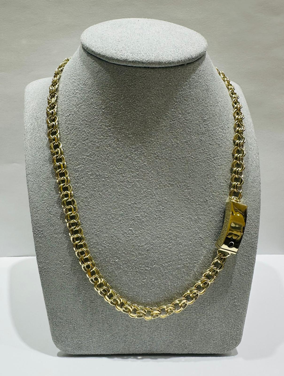 10K GOLD SEMI SOLID CHINO LINK CHAIN NECKLACE- 14.9gm    22"    5.99mm