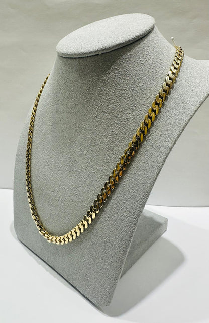 10K GOLD SEMI SOLID MIAMI CUBAN LINK CHAIN NECKLACE- 18.5gm    18"    5.05mm