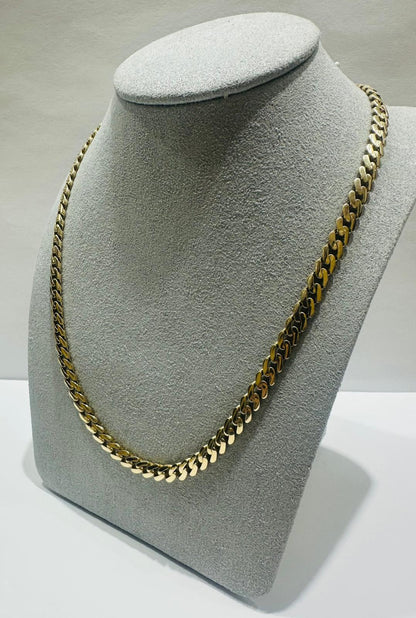 10K GOLD SEMI SOLID MIAMI CUBAN LINK CHAIN NECKLACE- 22.5gm    22"    4.99mm