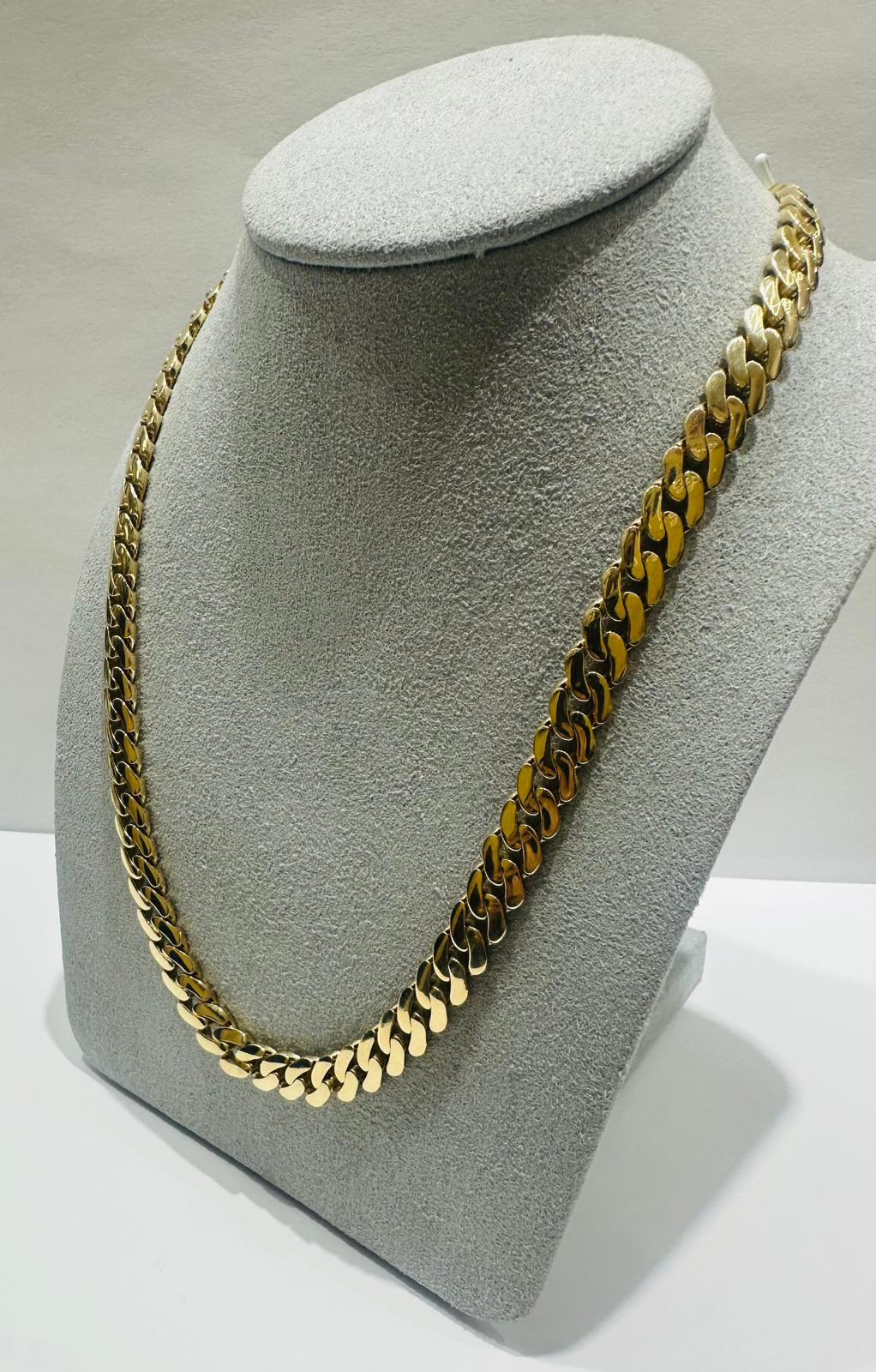 10K GOLD SEMI SOLID MIAMI CUBAN LINK CHAIN NECKLACE- 29.7gm,m20"    6.95mm