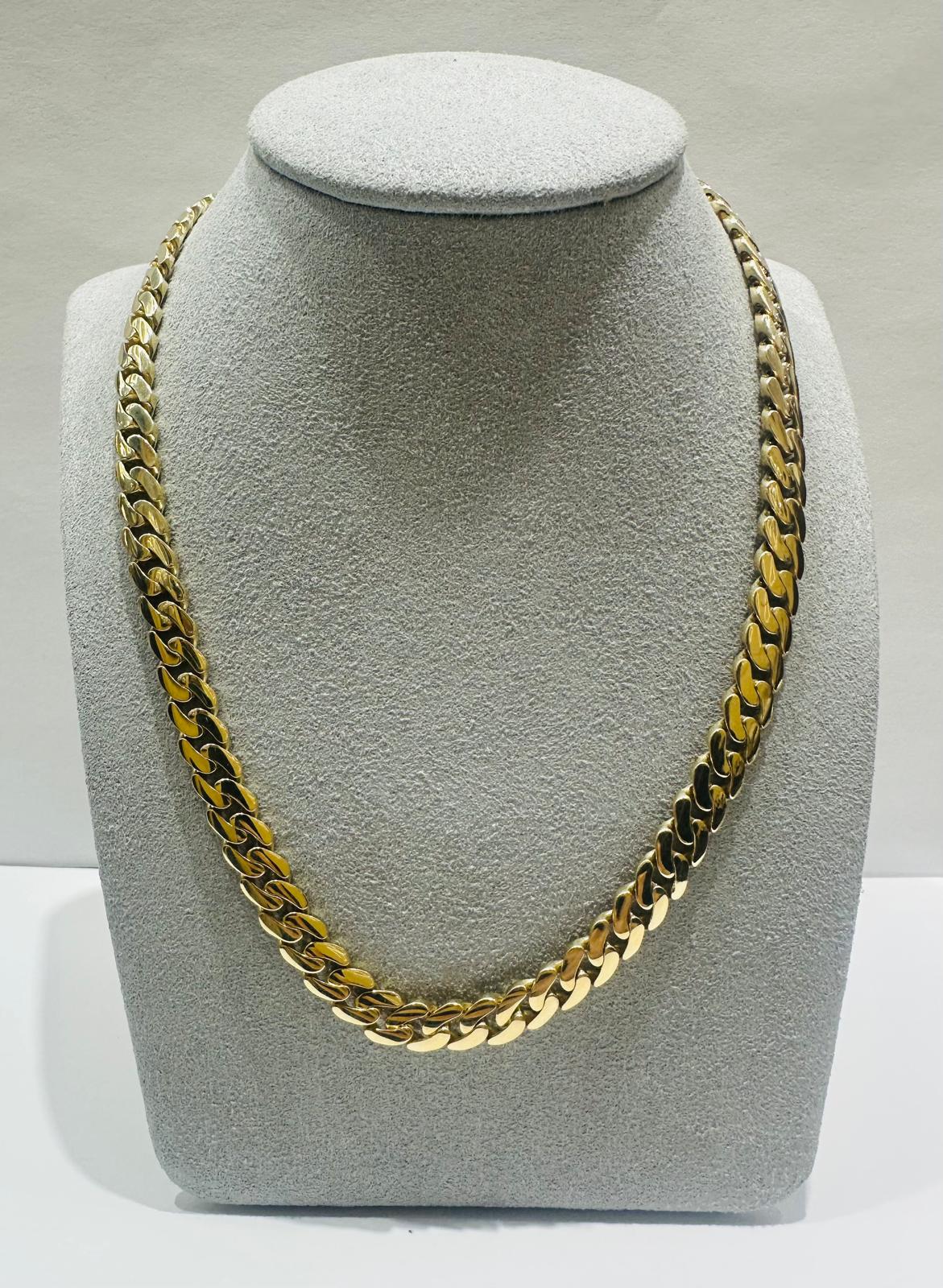 10K GOLD SEMI SOLID MIAMI CUBAN LINK CHAIN NECKLACE- 32.8gm    22"    6.90mm