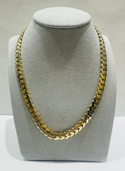 10K GOLD SEMI SOLID MIAMI CUBAN LINK CHAIN NECKLACE- 32.8gm    22"    6.90mm
