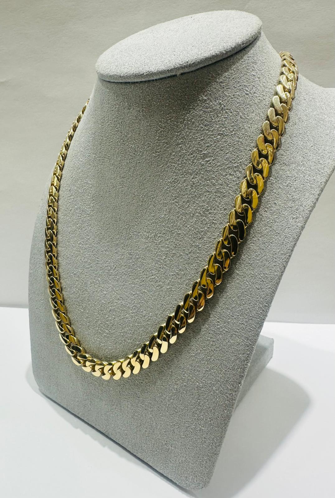 10K GOLD SEMI SOLID MIAMI CUBAN LINK CHAIN NECKLACE- 32.8gm    22"    6.90mm