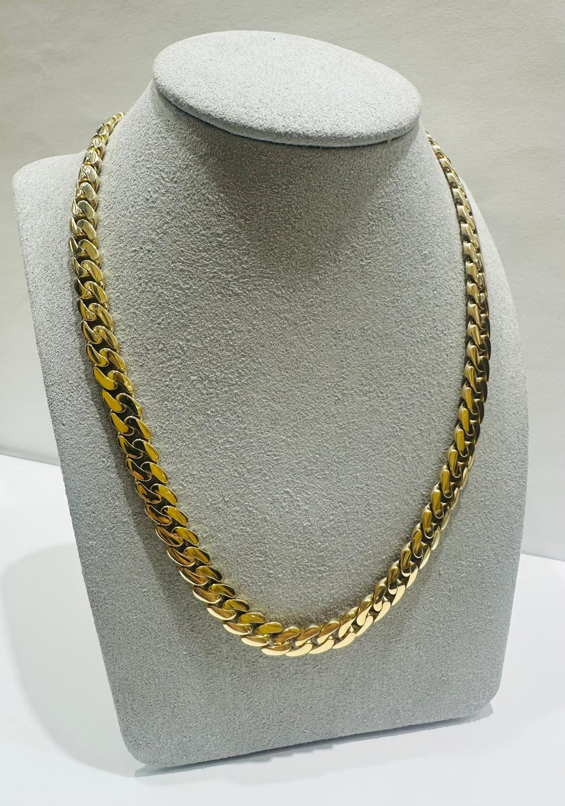 10K GOLD SEMI SOLID MIAMI CUBAN LINK CHAIN NECKLACE- 32.8gm    22"    6.90mm