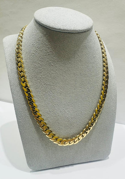 10K GOLD SEMI SOLID MIAMI CUBAN LINK CHAIN NECKLACE- 32.8gm    22"    6.90mm