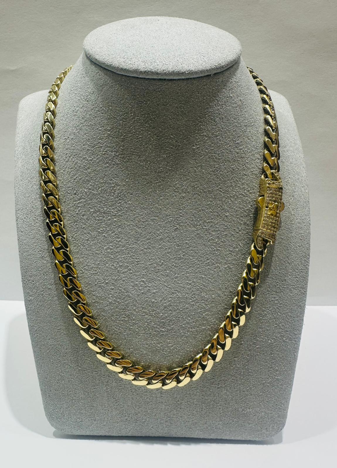 10K GOLD SEMI SOLID MIAMI CUBAN LINK CHAIN NECKLACE- 28.5gm    25"    6.90mm