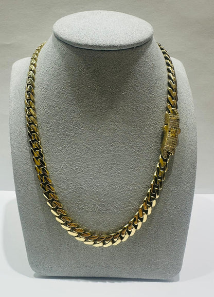 10K GOLD SEMI SOLID MIAMI CUBAN LINK CHAIN NECKLACE- 28.5gm    25"    6.90mm