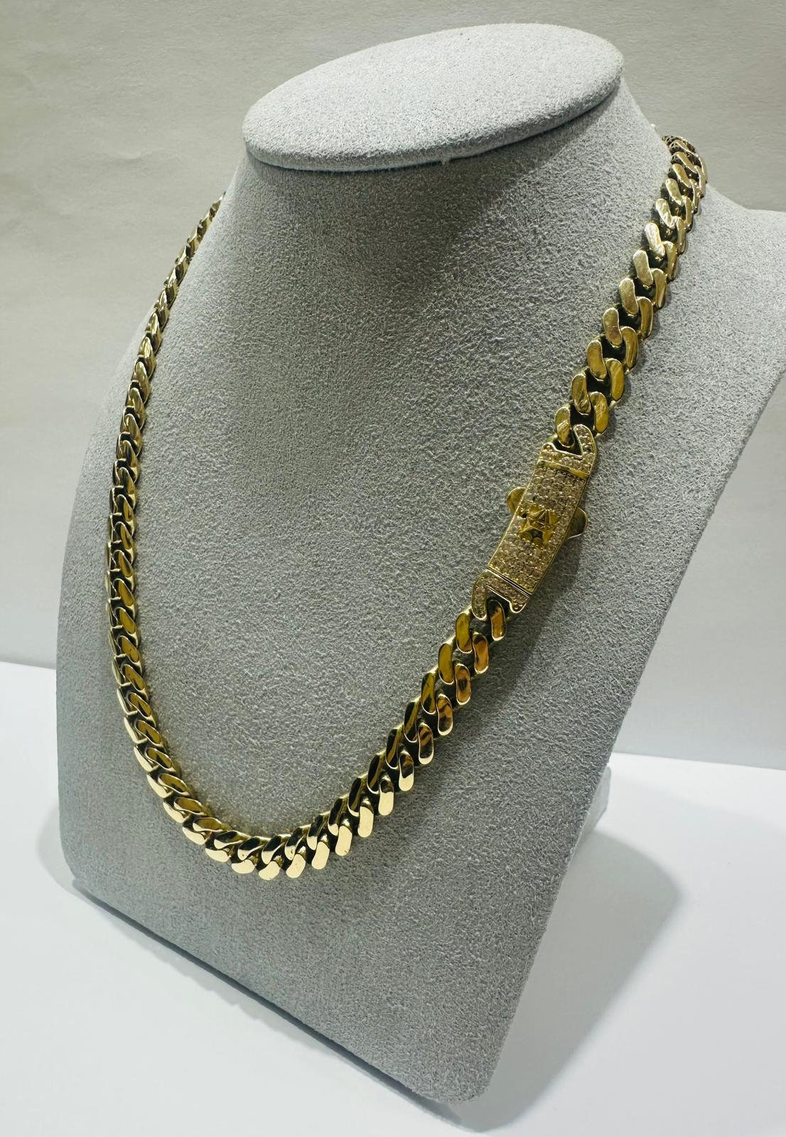 10K GOLD SEMI SOLID MIAMI CUBAN LINK CHAIN NECKLACE- 28.5gm    25"    6.90mm