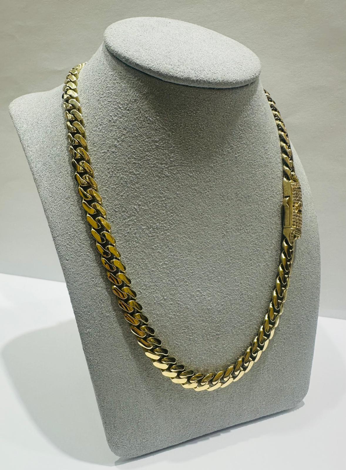 10K GOLD SEMI SOLID MIAMI CUBAN LINK CHAIN NECKLACE- 28.5gm    25"    6.90mm