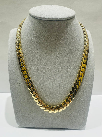 10K GOLD SEMI SOLID MIAMI CUBAN LINK CHAIN NECKLACE- 42.1gm    24"    8.15mm