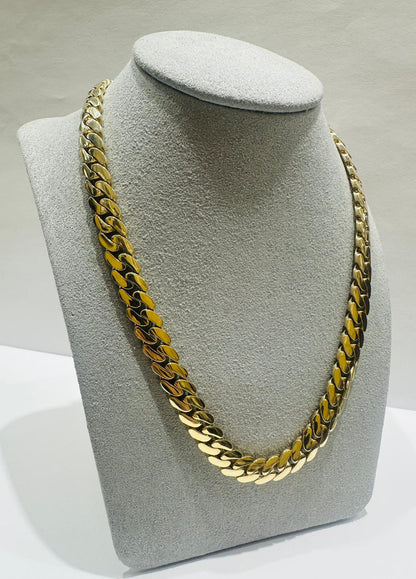 10K GOLD SEMI SOLID MIAMI CUBAN LINK CHAIN NECKLACE- 42.1gm    24"    8.15mm