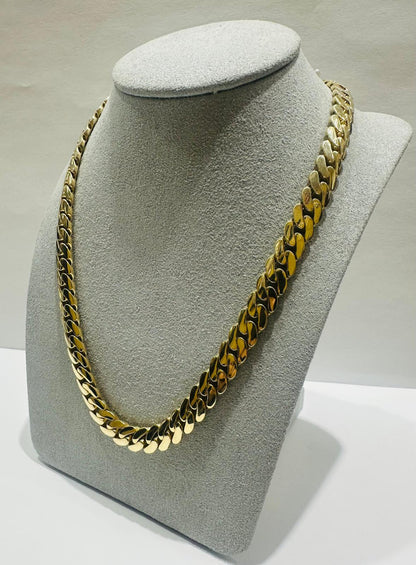 10K GOLD SEMI SOLID MIAMI CUBAN LINK CHAIN NECKLACE- 42.1gm    24"    8.15mm