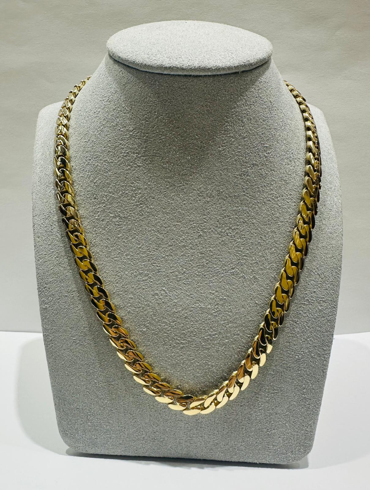 10K GOLD SEMI SOLID MIAMI CUBAN LINK CHAIN NECKLACE- 27.6gm    18"    6.82mm